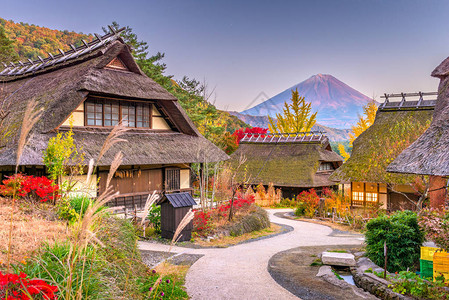 富士山日本秋天风景与古图片