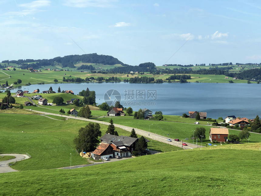 瑞士施维兹州格罗斯特罗斯Shwyz州Sihlsee或StauseeSihl图片