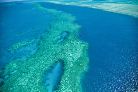 昆士兰的天然大堡礁自然天堂的空中观景图片