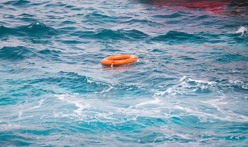 橙色救生圈环海洋生物图片