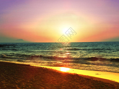 海水浪夏季背景太阳日落模糊的抽图片