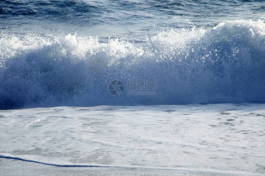 波浪状蓝色海水背景图片