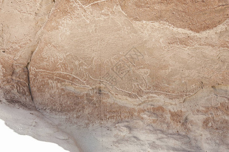 智利阿塔卡马沙漠YerbasBuenas岩石上的古代Petro背景图片