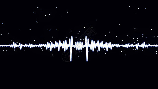 单色语音记录人工智能波形平衡器和声波的可视化黑色背景上的白脉冲信图片