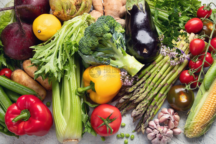 原始有机蔬菜的分类脱毒饮食健康饮食背景维冈和素食清洁食图片