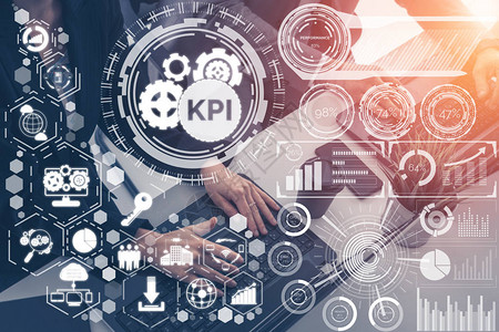 商业概念的KPI关键绩效指标显示工作目标评估符号和营销管理分析数字的图片