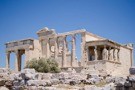 希腊雅典大都会地区Erechtheion的CaryatidPo背景图片