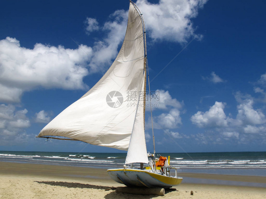 帆船在埃斯特雷莫兹纳塔尔北里奥格兰德州的genipabu海滩巴西东北部的旅游和目的地旅游景点图片