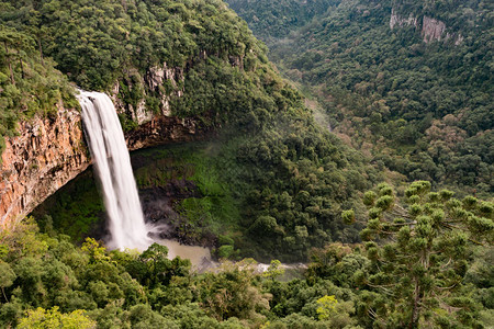 巴西南里奥格兰德州卡内拉市CarelaCanela市卡拉科尔瀑布景图片