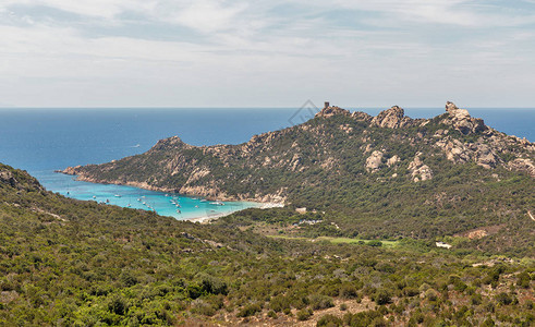 法国科西嘉岛南部海岸的景观热那亚铁塔狮子罗图片