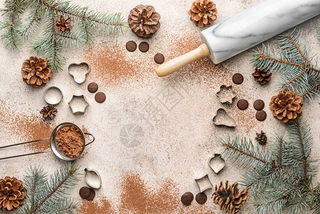 由圣诞装饰框架制作有饼干切饼机图片