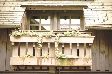奥地利一个小城镇典型的房屋窗口图片
