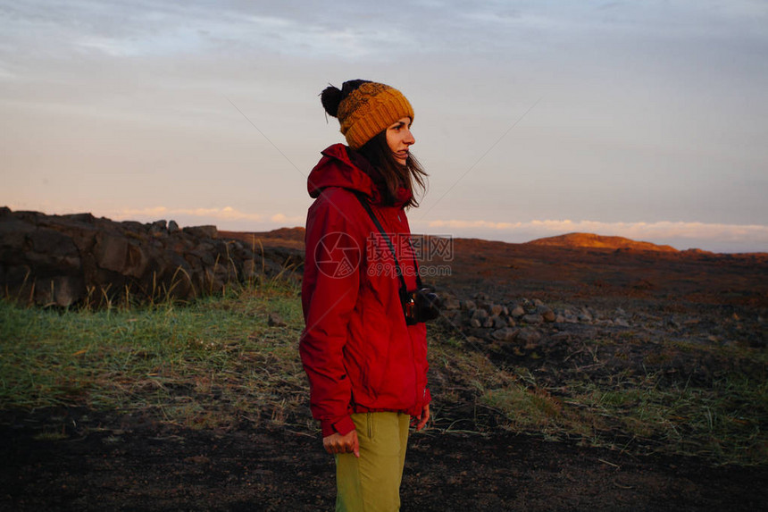 前往冰岛旅行的女人在各大洲图片