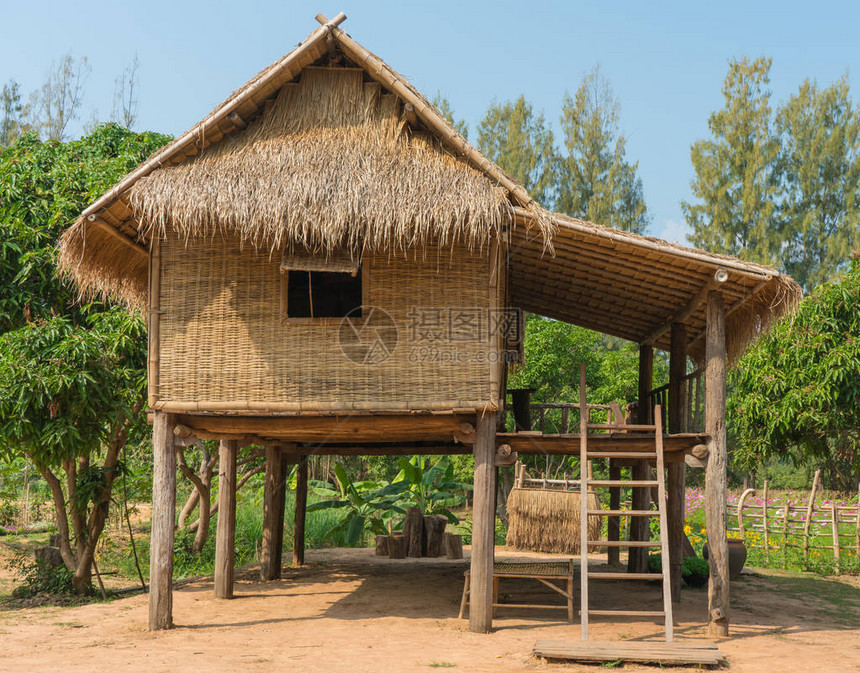 花园里的泰式小屋或小屋图片