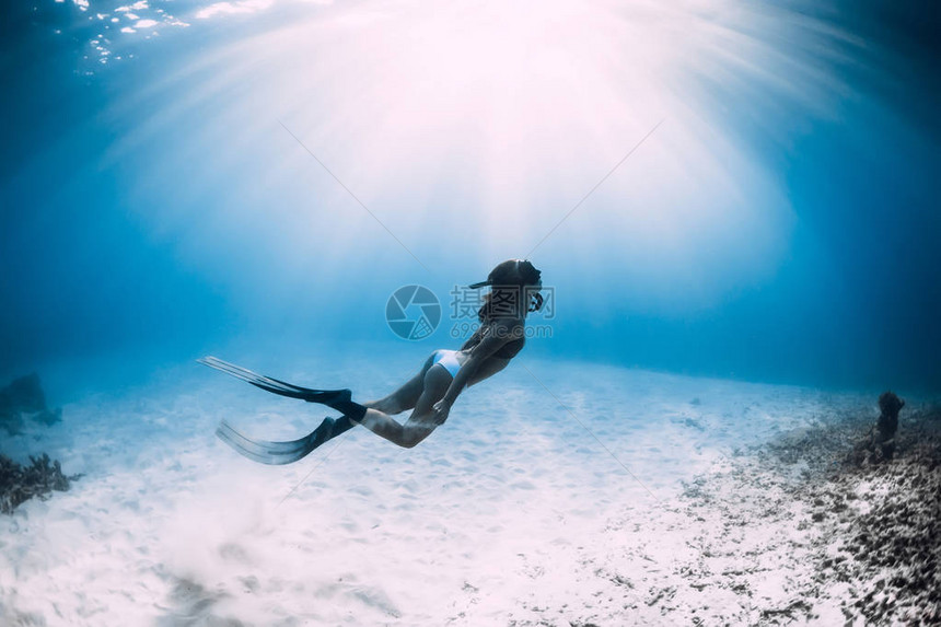 自由女郎有鳍在海图片