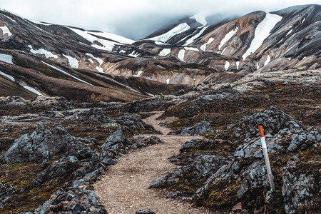 Landmannalaugar超现实自然景观的景观在冰岛高原图片