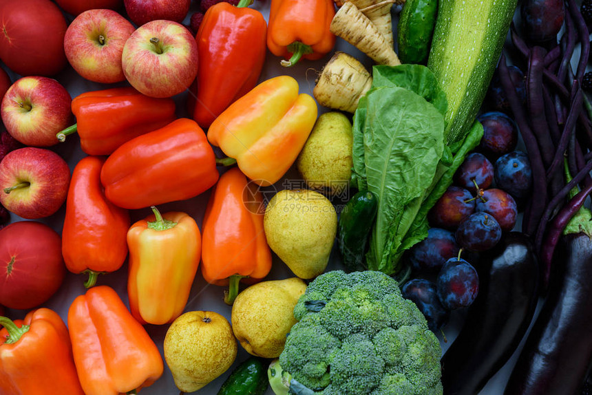 丰富多彩的水果和蔬菜彩虹图片
