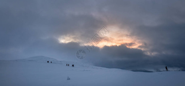 在挪威美妙的冬景中图片