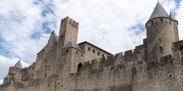 法国的卡尔松中世纪城堡在网络横幅标语模板图片
