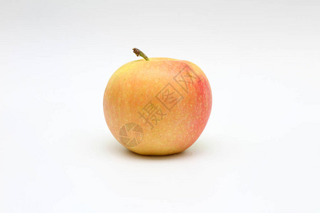 白色背景的孤立单黄色红苹果工图片