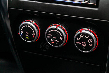 双风扇主图带旋钮调节通过风扇的空气温度的汽车数字电子双空调和加背景