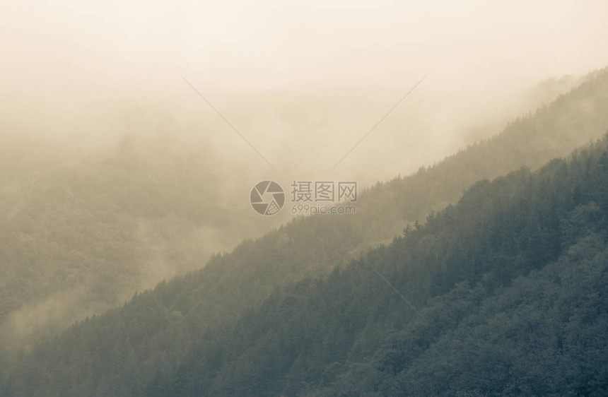 秋雾山冷背景图片