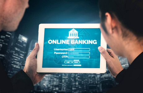数字货币技术概念的网上银行在互联网站和数字支付服务上显示汇背景图片
