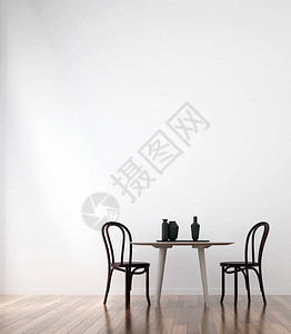 现代豪华餐厅室内设计和白色墙壁纹理壁布图背景图片