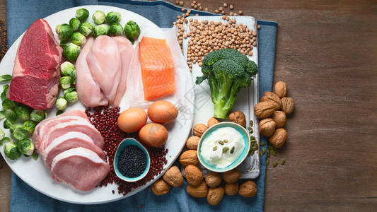 最佳高蛋白质食品健康饮食概念健康和身体建房食品带有复制空图片