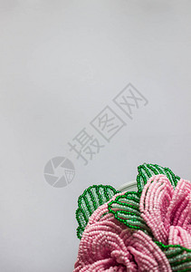 白色背景底部的串珠花束白色背景上的花朵白色背景图片