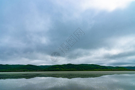 夏天阴的Takkobu湖是钏路湿原三湖以南最小的淡水湖背景图片