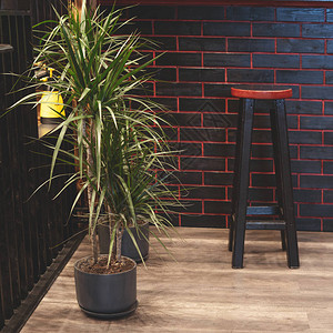 黑色的吧凳配红色的座椅酒吧家具酒吧内部图片