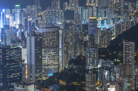 香港城市鸟瞰夜景图片