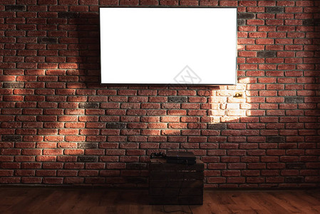 红砖墙上的电视图片