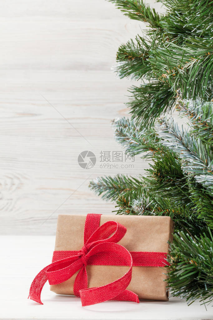 圣诞贺卡带有xmasfir树礼品图片