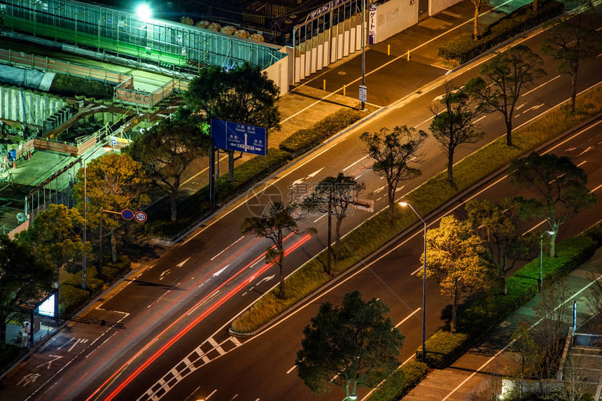 夜间交通横滨Minato图片