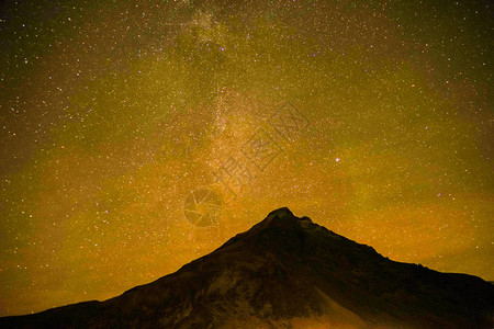 山剪影和满天星斗的天空冰岛图片