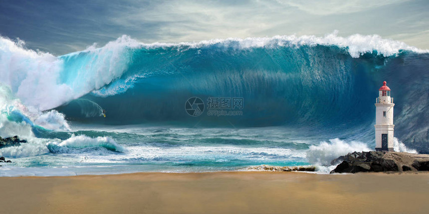 海啸灾难为理想的冲浪和旅行带来巨浪大浪在巴西日本土耳其澳大利亚等热带地区最好的海滩的海岸图片