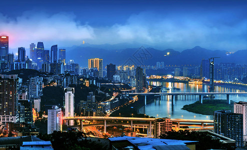 西部城市重庆高山之夜图片
