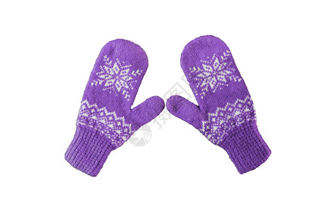 两只蓝色和紫编织的手套图片
