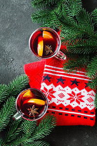圣诞节背景有杂味葡萄酒树枝和温图片