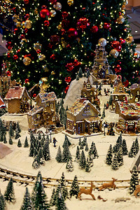 白雪村的地貌与圣诞节背景图片