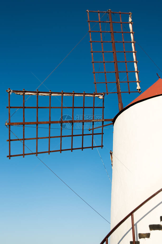 兰萨罗特岛旧风车的细节图片