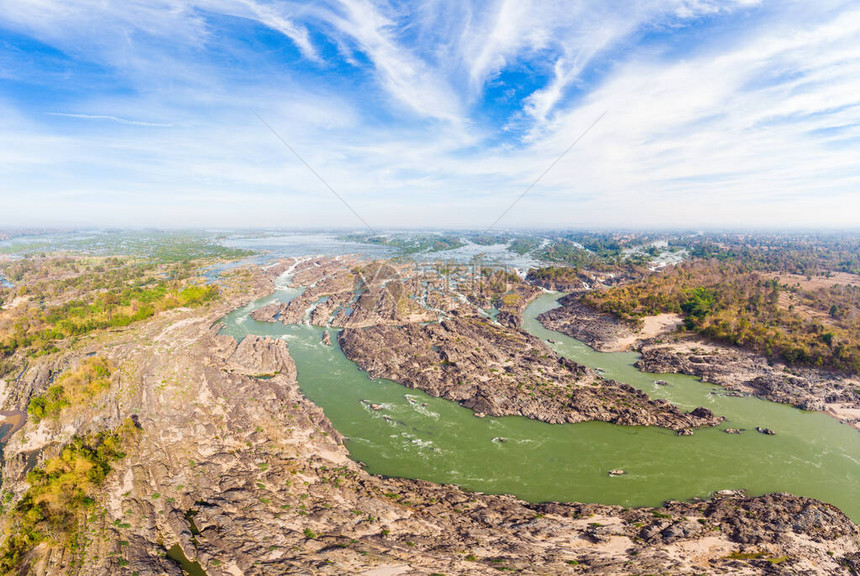 空中全景4000岛屿老挝湄公河图片