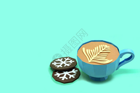 热巧克力纸杯纸圣诞姜饼体积手工纸对象纸艺和工艺时髦的爱好最小图片