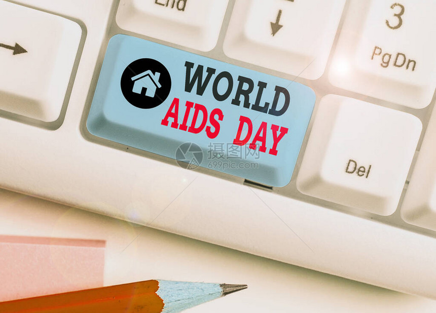 文字书写文本世界艾滋病日展示12月1日致力于提高对艾滋病的认图片