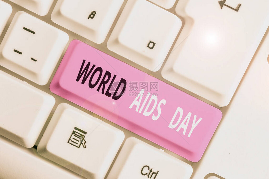 显示世界艾滋病日的书写笔记12月1日的商业理念致力于提高对图片