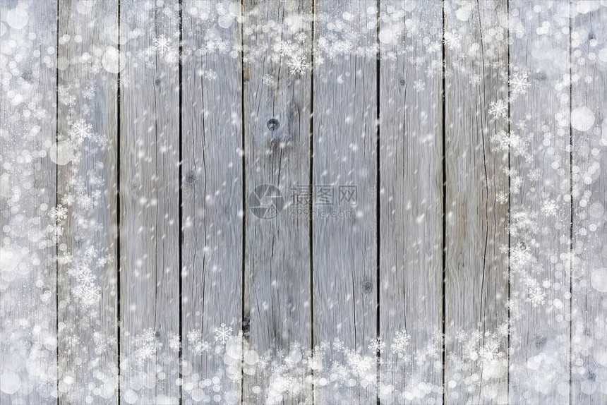 仿古木冬天雪框架图片