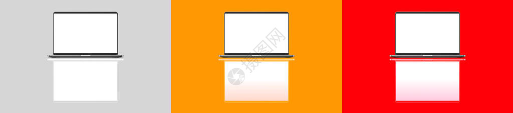 笔记本电脑多彩背景上的模板模板图片