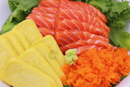 寿司套装生鲑鱼生片Tobiko蛋蔬菜虾图片
